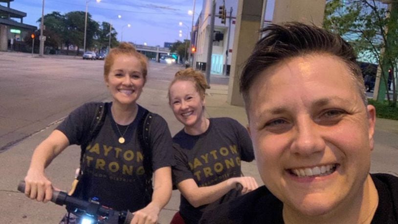San Antonio-based sisters Krissy and Heather Stiver brought their art project, The Complimentary Bar, to Dayton as part of a partnership with their cousin,  Wendy Stiver,  a recently retired  Dayton’s police major in charge of the Central Patrol Operations Division, which includes downtown and the Oregon District, her own neighborhood.