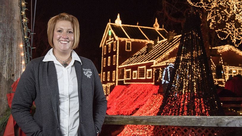 Jessica Noes, who graduated from Wright State in 2004, oversees all operations at the Clifton Mill, including the mill’s popular Christmas display. CONTRIBUTED