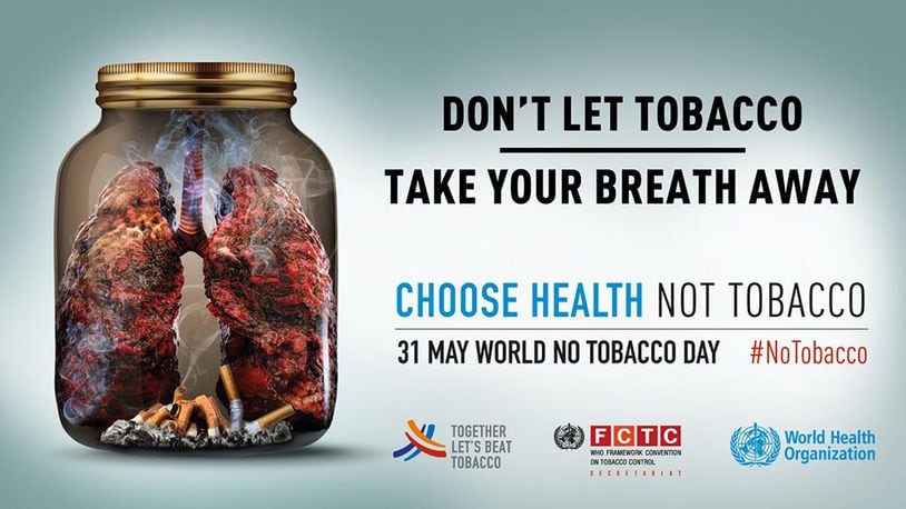 Health Promotion and Civilian Health Promotion Services will inform personnel at Wright-Patterson Air Force Base about tobacco’s dangers and provide tools to help smokers quit on World No Tobacco Day, May 31 at the Army & Air Force Exchange Services Exchange, Bldg. 1250, Kittyhawk Center, Area A, from 11 a.m. to 1:30 p.m.