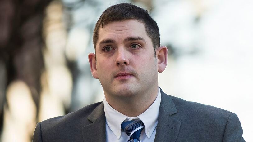 In this March 12, 2019 file photo, former East Pittsburgh police officer Michael Rosfeld, charged with homicide in the shooting death of Antwon Rose II, walks to the Dauphin County Courthouse in Harrisburg, Pa. On the fourth day of trial in Pittsburgh, Rosfeld was acquitted Friday March 22, 2019 of all counts in the death of Rose. (AP Photo/Matt Rourke)
