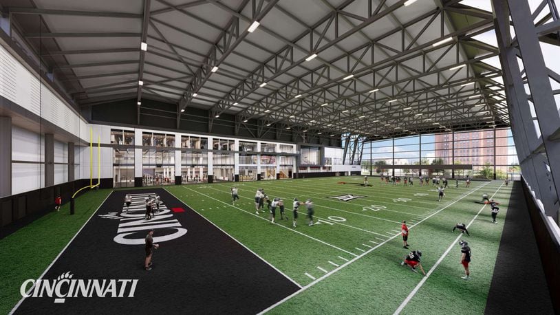UC's indoor practice facility will feature a 120-yard football field allowing the football program to have a year-round, all-weather field to use. UC Athletics photo