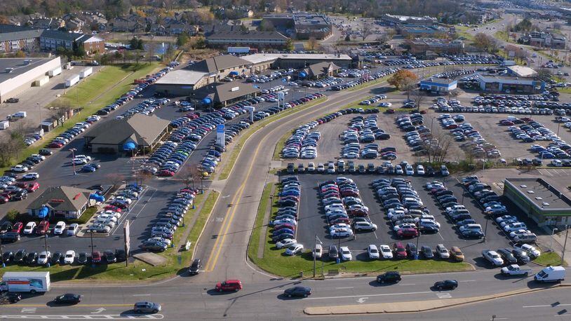 The Matt Castrucci Auto Mall of Dayton, now north of the Dayton Mall, plans to move west of the complex to a new location on Byers Road at Lyons Road on the west side of I-75. TY GREENLEES / STAFF