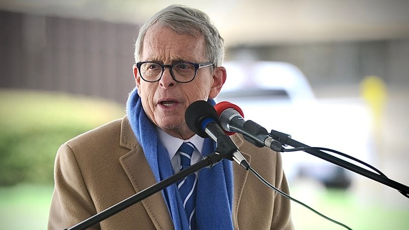 Ohio Gov. Mike DeWine was a featured speaker in Xenia Wednesday, April 3, 2024, for the ceremony "50 Years Later: Remembering the Xenia Tornado." DeWine was a 27-year-old assistant Greene County prosecutor who took shelter in the basement of the prosecutor's office building as the tornado tore off the roof. MARSHALL GORBY\STAFF