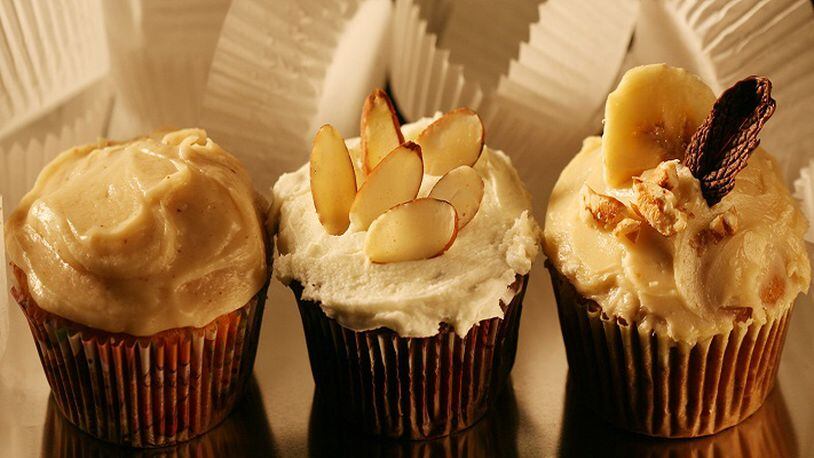 A 2009 file image of Banana Cupcakes with Caramel Buttercream Frosting. Bananas are easily frozen and stored for handy use in pancake batter, breads and other baked goods -- including cupcakes. (Susan Tusa/Detroit Free Press/TNS)