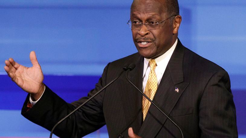 Republican presidential candidate businessman Herman Cain speaks during the Iowa GOP/Fox News Debate at the CY Stephens Auditorium in Ames, Iowa, Thursday, Aug. 11, 2011. (AP Photo/Charlie Neibergall, Pool)