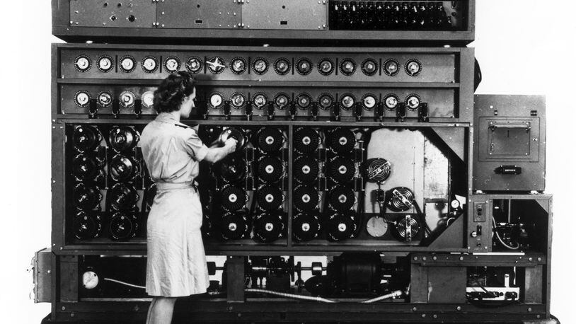 WAVES (Women Accepted for Volunteer Emergency Service) were brought to Dayton to assemble parts of a code-breaking machine. Contributed