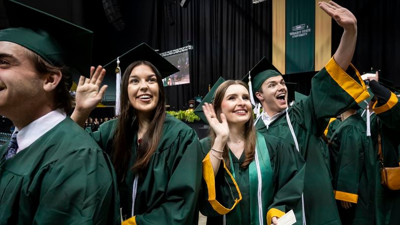 Wright State University students, families, faculty and staff celebrated the spring graduation ceremony at the Nutter Center, Saturday, April 27, 2024. ERIN PENCE PHOTO / Wright State U.