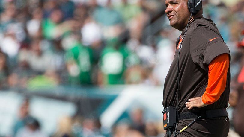 PHILADELPHIA, PA - SEPTEMBER 11: Head coach Hue Jackson of the Cleveland Browns looks on during the game against the Philadelphia Eagles at Lincoln Financial Field on September 11, 2016 in Philadelphia, Pennsylvania. The Eagles defeated the Browns 29-10. (Photo by Mitchell Leff/Getty Images)