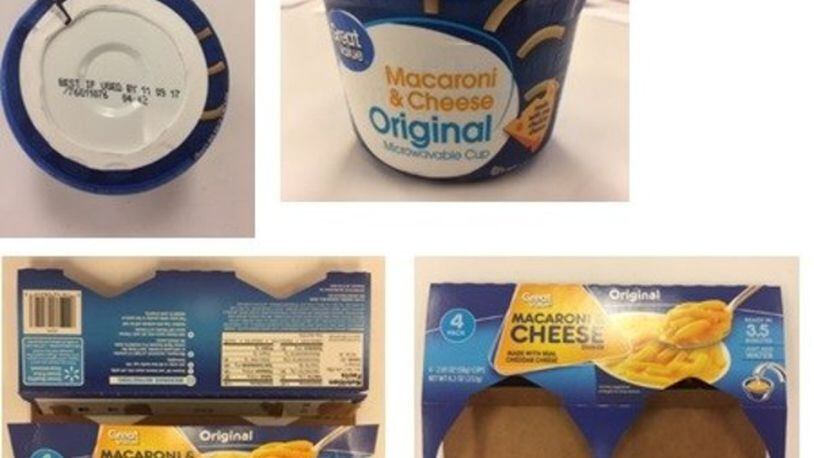 Three different types of macaroni cups were recalled. CONTRIBUTED