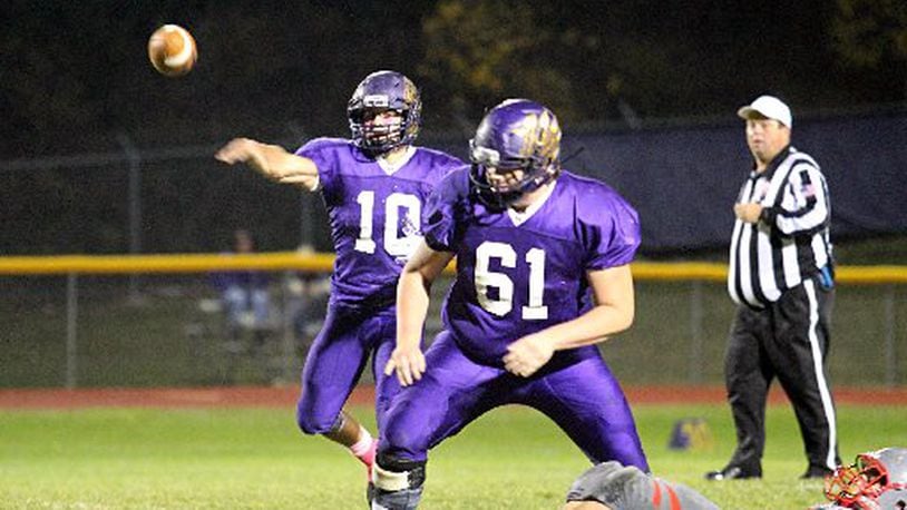 Mechanicsburg lineman Dylan Hartley (61) was the offensive MVP of the South small-school team. FILE PHOTO