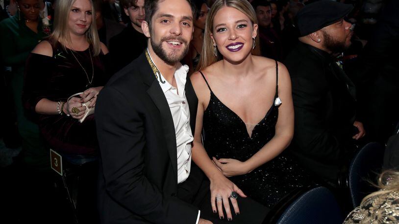 NEW YORK, NY - JANUARY 28:  Recording artist Thomas Rhett and Lauren Akins attend the 60th Annual GRAMMY Awards at Madison Square Garden on January 28, 2018 in New York City.  (Photo by Christopher Polk/Getty Images for NARAS)
