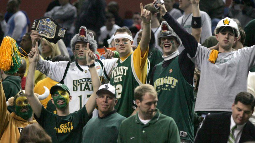 Student supporters of the WSU basketball team show their spirit in the stands of HSBC Arena in Buffalo New York prior to the opening NCAA game vs. Pitt 03/15/07. FILE PHOTO