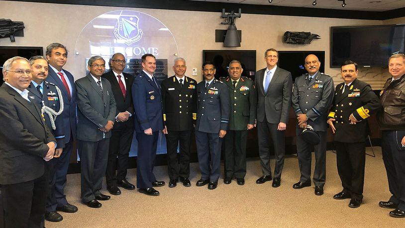 Air Force Security Assistance and Cooperation Directorate and the Air Force Research Laboratory at Wright-Patterson Air Force host senior officials of the Indian Armed Forces and government. The recent meeting included a tour of research facilities and discussions on potential collaboration. (Courtesy photo)