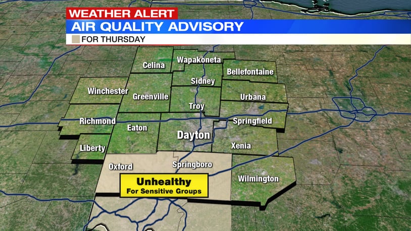 An Air Quality Advisory is in place for Thursday in Butler and Warren counties