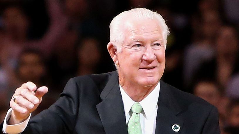 2015 file photo of Former Boston Celtic John Havlicek as he walks on the court to be honored for the 50 year anniversary of his steal in the 1965 Eastern Conference Championship between quarters in the game against the Toronto Raptors at TD Garden on  in Boston, Massachusetts. (Photo by Mike Lawrie/Getty Images)