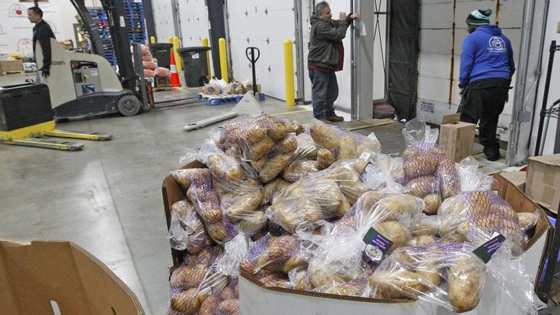 A pallet of potatoes on the dock. The Foodbank, Inc. in Dayton has been named number two food bank in the nation using Charity Navigator’s rating system. 24/7 Wall Street wrote an article on it, which has also been picked up by MSN. TY GREENLEES / STAFF