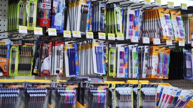 School supplies are out and ready for the back-to-school rush Thursday, July 30 at Walmart on Cincinnati-Dayton Road in West Chester Twp. NICK GRAHAM/STAFF