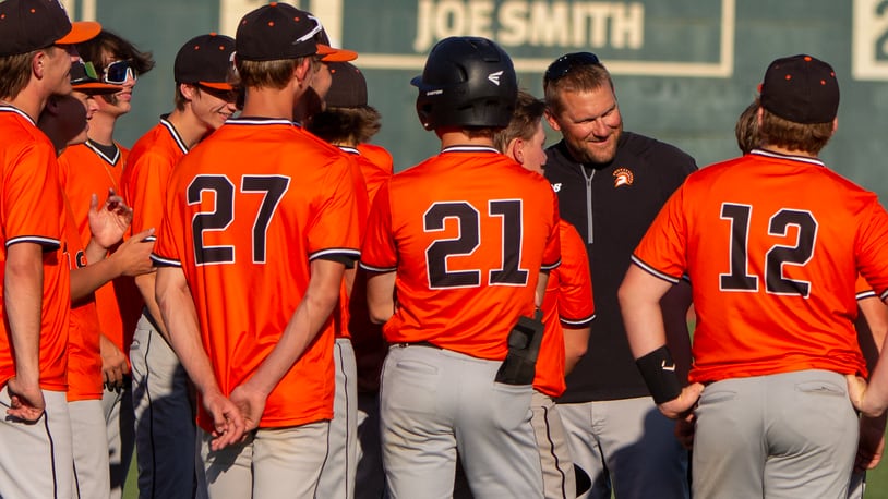 Waynesville head coach Ryan Hill and his team had plenty to smile about while discussing their season after falling to Heath 9-0 in a Division III region final Thursday at Wright State. Jeff Gilbert/CONTRIBUTED