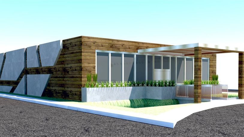 An architectural rendering shows what Strawberry Fields medical marijuana dispensaries in Dayton and Monroe may look like after the roughly 3,000-square-foot buildings are completed. The brand's Ohio parent company, CannAscend Alternative, was granted four provisional licenses, including one at 333 Wayne Ave. in Dayton and at 300 North Main St. in Monroe. SUBMITTED