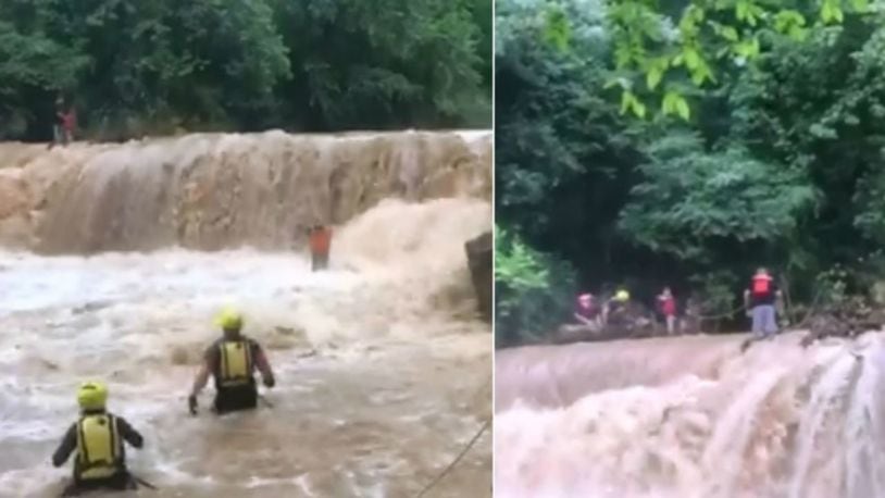 Firefighters rescued 10 children and an adult who got caught in the rapids of a Gwinnett County river Saturday afternoon, authorities said. (Photo: Gwinnett County Fire and Emergency Services)