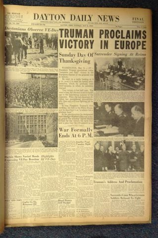 WWII front pages: Dayton Daily News May 8, 1945
