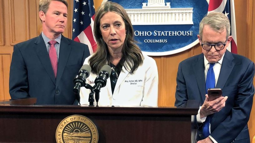Dr. Amy Acton, Ohio Department of Health Director discusses the coronavirus at a news conference on March 9, 2020. ASSOCIATED PRESS