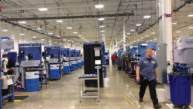 The production floor at NuVasive’s Liberty Lane site is filling with CNC machines quickly. THOMAS GNAU/STAFF