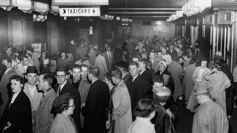 Passengers head to the trains at Union Station in Dayton in 1956. DAYTON DAILY NEWS ARCHIVE