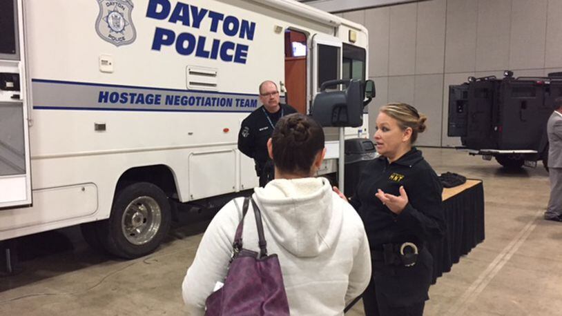 The Dayton Police Department staged a Safety Force Expo on Thursday night, Dec. 1, 2016, as part of an effort to recruit prospective officers. (Todd Jackson/Staff)