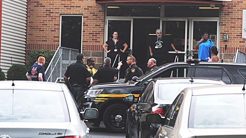 Four students were involved in two fights at a Harrison Twp. school Friday. During the second altercation, a deputy was struck, but not injured. STAFF PHOTO/MARSHALL GORBY