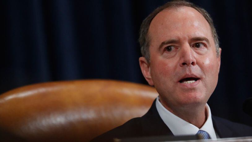 House Intelligence Committee Chairman Adam Schiff, D-Calif., gives remarks during a hearing where former White House national security aide Fiona Hill, and David Holmes, a U.S. diplomat in Ukraine, testified during a public impeachment hearing.