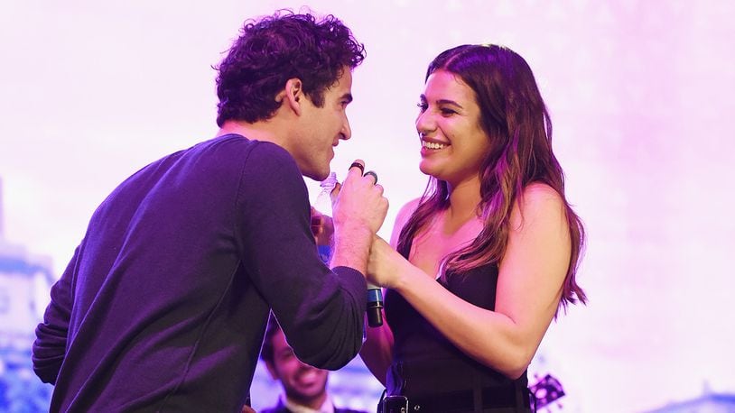 Darren Criss (L) and Lea Michele performing in 2017. The former "Glee" costars are touring together. (Photo by Jenny Anderson/Getty Images for Elsie Fest)