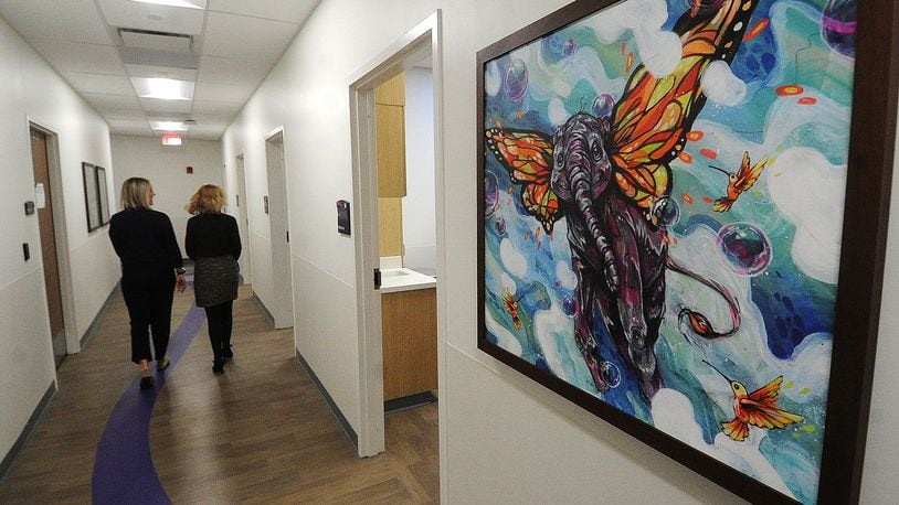 The new five-story, 152,000-square-foot specialty care outpatient center at Dayton Children's Hospital will start seeing patients March 6, 2023. The space is all about the children and families, with themed artwork on each floor designed to make children feel comfortable. MARSHALL GORBY\STAFF