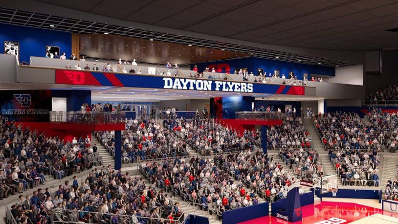 Every one of the 13,455 seats in UD Arena will be replaced with new, top-of-the line seating, the school announced Thursday as part of a $72 million renovation ahead of the arena’s 50th anniversary in 2019. CONTRIBUTED