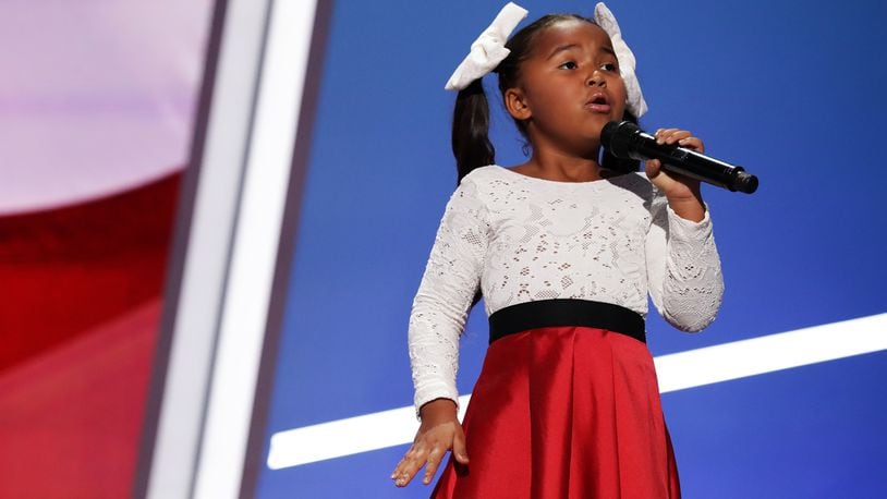 CLEVELAND, OH - JULY 21: Singer Heavenly Joy performs during the start of the fourth day of the Republican National Convention on July 21, 2016 at the Quicken Loans Arena in Cleveland, Ohio. Republican presidential candidate Donald Trump received the number of votes needed to secure the party's nomination. An estimated 50,000 people are expected in Cleveland, including hundreds of protesters and members of the media. The four-day Republican National Convention kicked off on July 18. (Photo by Chip Somodevilla/Getty Images)