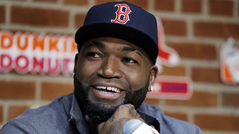 In this Sept. 30, 2016, file photo, Boston Red Sox's David Ortiz speaks during a news conference before a baseball game against the Toronto Blue Jays at Fenway Park, in Boston.