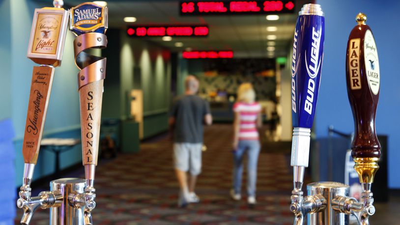 Rave Cinemas Dayton South 16 at 195 Mall Woods Drive off Ohio 741 near the Dayton Mall is now serving adult beverages, including wine, beer, and frozen spirits-based drinks, as part of a test-marketing effort to determine whether the strategy will spread to other Rave Cinemas.