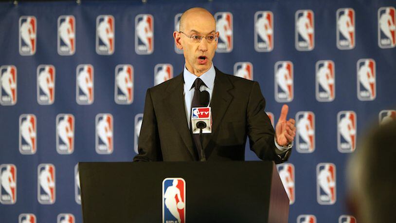 NBA Commissioner Adam Silver addresses the media regarding the investigation involving Los Angeles Clippers owner Donald Sterling at a news conference on Tuesday April 29, 2014, in New York. Silver said Sterling would receive a lifetime ban by the league, a $2.5 million fine, and he will urge NBA owners to force Sterling to sell the team. (Chris Pedota/The Record/MCT)