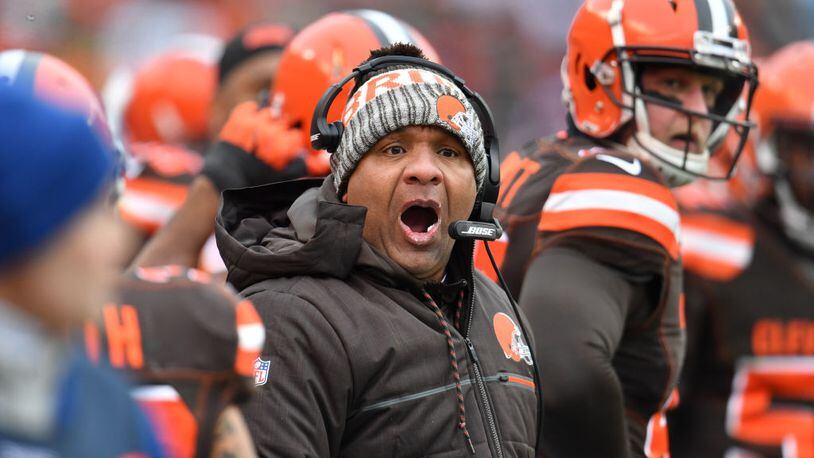 Cleveland Browns coach Hue Jackson said he will keep his promise to jump into Lake Erie, but will do it when the weather is warmer.
