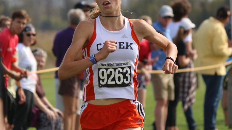 Beavercreek High School junior Taylor Ewert, a world-class racewalker, finished third at the Division I state cross country championships last season. GREG BILLING / CONTRIBUTED