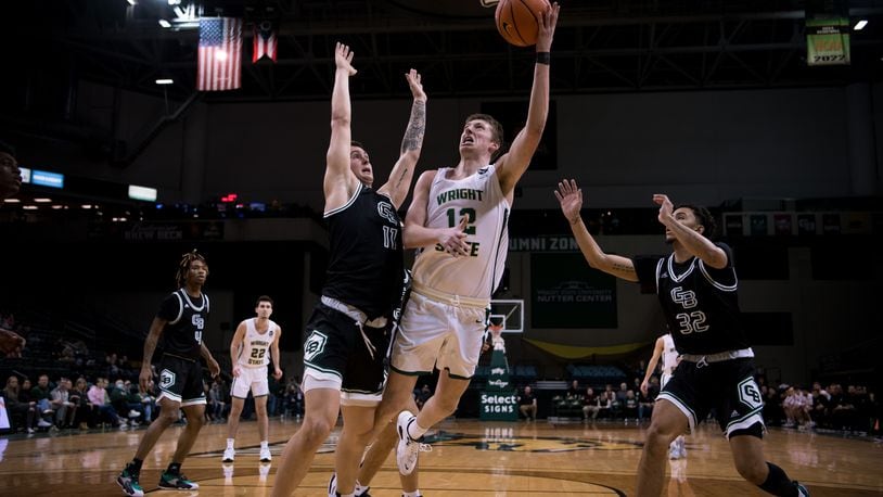 Wright State's A.J. Braun puts up a shot during a game last season vs. Green Bay. Wright State Athletics photo