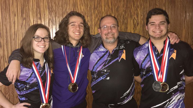 From left, Jessica, Drew, Steve and Paul Sacks are headed to the boys and girls state bowling tournament this weekend. CONTRIBUTED