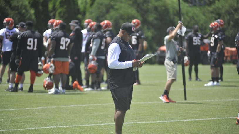 Cincinnati Bengals head coach Marvin Lewis will continue his tradition of taking the team off the field for a team-bonding event later this week to celebrate the end of OTAs. JAY MORRISON/STAFF