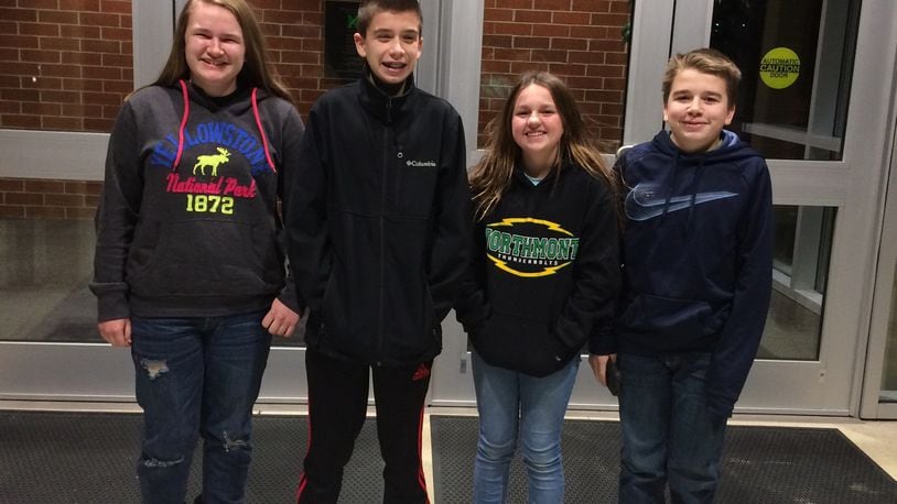 Pictured left to right: Samantha Street, Sean Scranton, Allie Stormer and Zach Weeks of the Northmont Middle School Academic Challenge team.