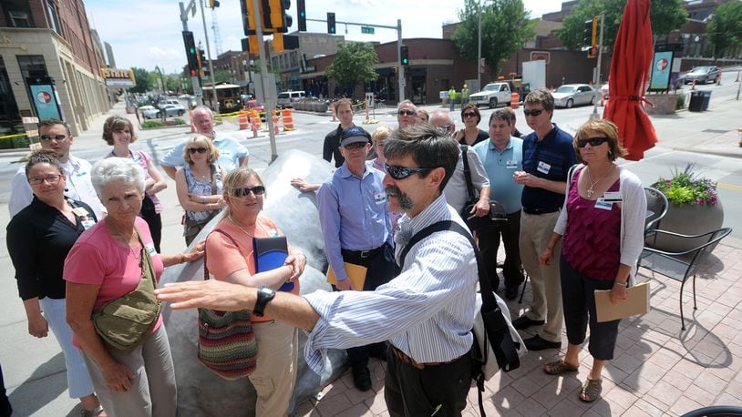 Mark Fenton leads a walk audit in Sioux Falls, S.D. several years ago. He will be in Oxford Sept. 25-27 and will lead a similar walk here. CONTRIBUTED