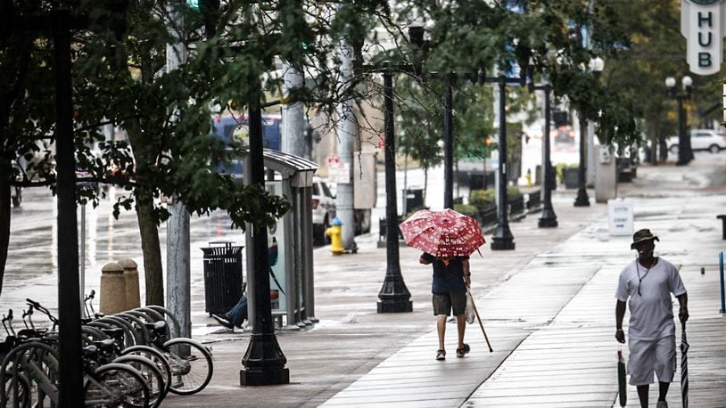 Wet weather finally returned to Dayton and the Miami Valley Wednesday morning September 27 after weeks of dry weather. More rain is expected on Thursday and dry weather is expected to return this weekend. JIM NOELKER/STAFF