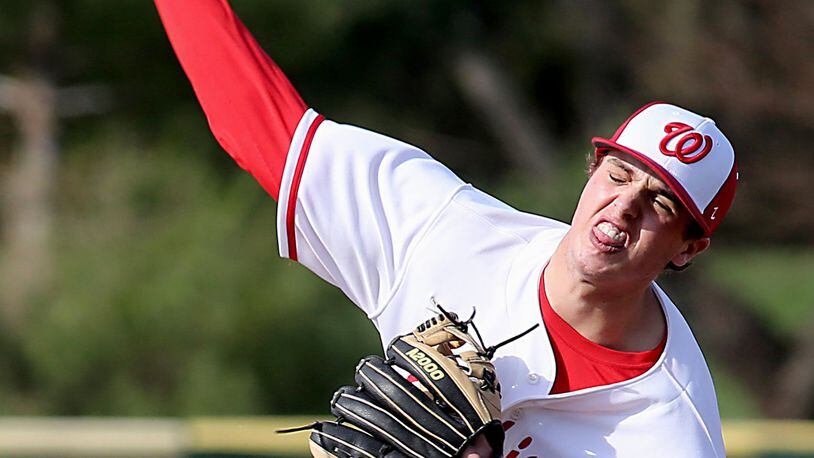 Lakota West pitcher Jacob Kates delivers a pitch during a game against visiting Hamilton on April 2 in West Chester Township. CONTRIBUTED PHOTO BY E.L. HUBBARD