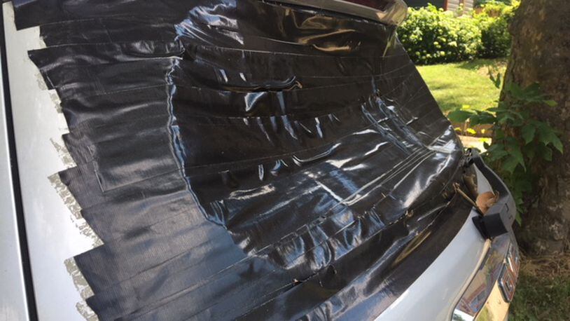 This back windshield was shot out with a BB gun in south Springfield some time between Friday and Sunday. Three people are now in custody, according to the Springfield Police Division.