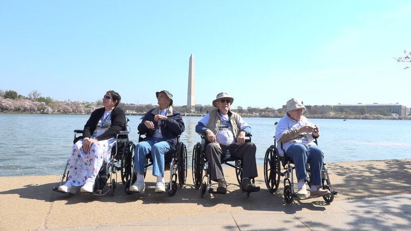Four veterans from StoryPoint in Troy visited Washington, D.C., as part of a company veterans recognition program and the Honor Flight project. Making the trip were Vicki Boone, Don Barnes, Richard Votaw, and Julia Willoughby. CONTRIBUTED.