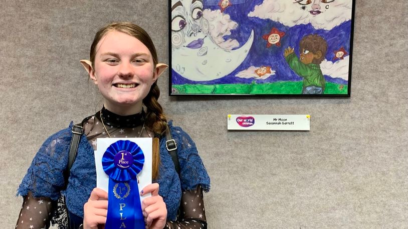 Eighth-grader Savannah Garrett took home first place for her piece, 'Mr. Moon.'